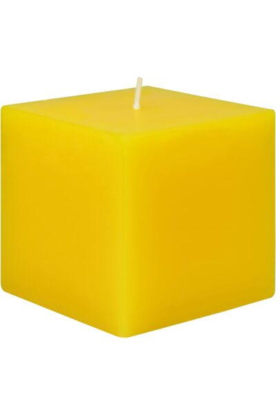 Zest Candle Pillar Candle, 3 by 3-Inch, Yellow Square