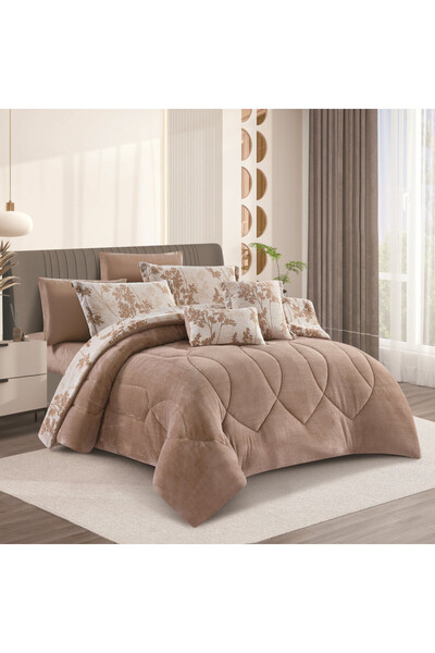 HOURS Horse double-sided fur and velvet winter bedspread suitable for a 200x200cm double bed, 8-piece set (Casey-09)