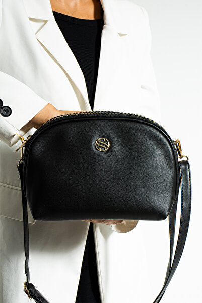 Morpelikan Women's Cross Strap 3 Compartment Double Metal Zipper Gold Accessory Shoulder Bag