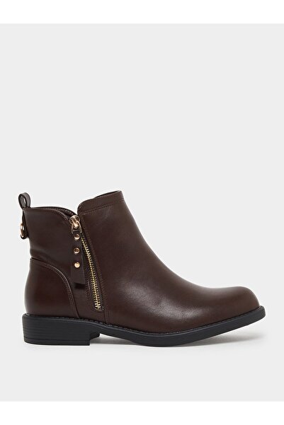 Styli Coffee Brown Ankle Boots