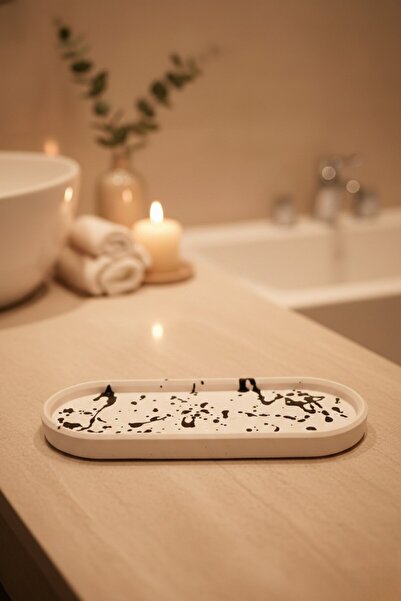 betonmall 4 Piece Concrete Bathroom Set Toothbrush Holder Candle Holder Incense Burner Tray Modern Design