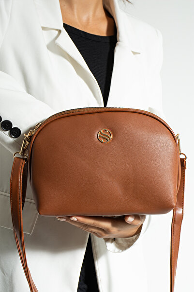 Morpelikan Women's Cross Strap 3 Compartment Double Metal Zipper Gold Accessory Shoulder Bag