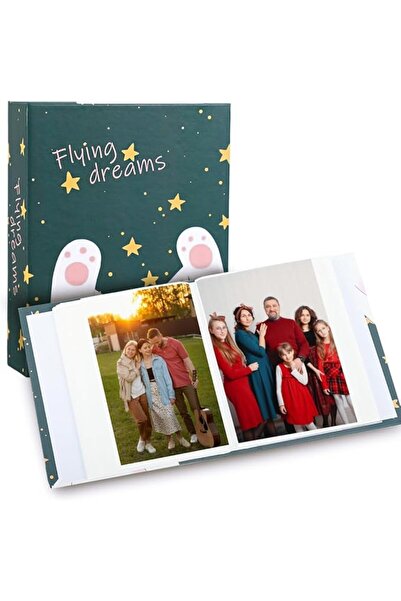 Generic ألبوم صور هانيا للأطفال، ١٠٠ جيب بتصميم قطة ٤×٦ (أخضر)