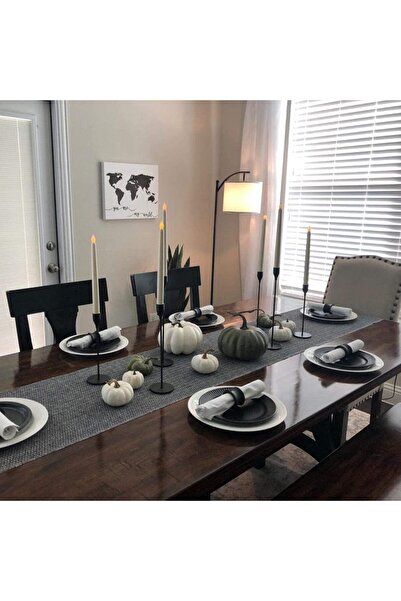 DELFİNO 3 Pcs Matte Black Candle Holders for Taper Candles