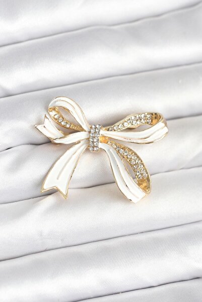 Clariss Beyaz Renk Fiyonk Model Broş