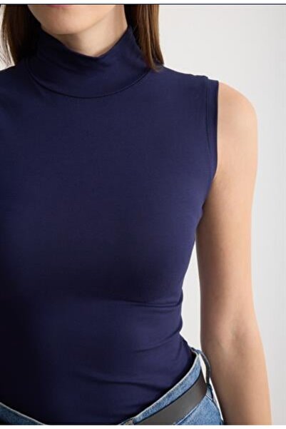 MODA MAÇKA PARK Badi Viscose Combed Cotton Zero Sleeve Half Fisherman Badi