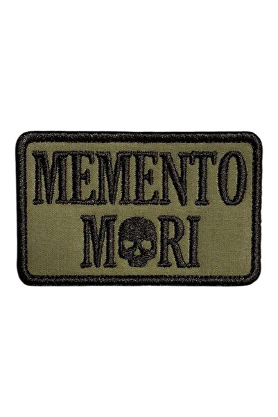 Ex Patch Khaki Background Memento Mori Embroidery Patch Peç - 8X5 cm