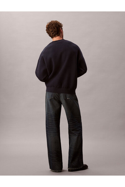 Calvin Klein Cotton Blend Monogram Logo Relaxed Fit Sweater