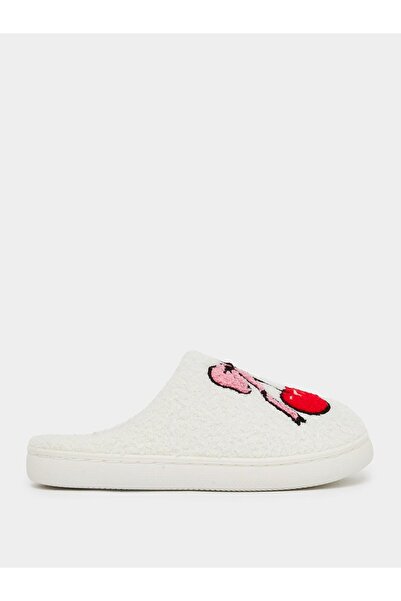 Styli Cream Cherry Pattern Bedroom Slippers