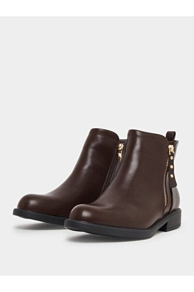 Styli Coffee Brown Ankle Boots