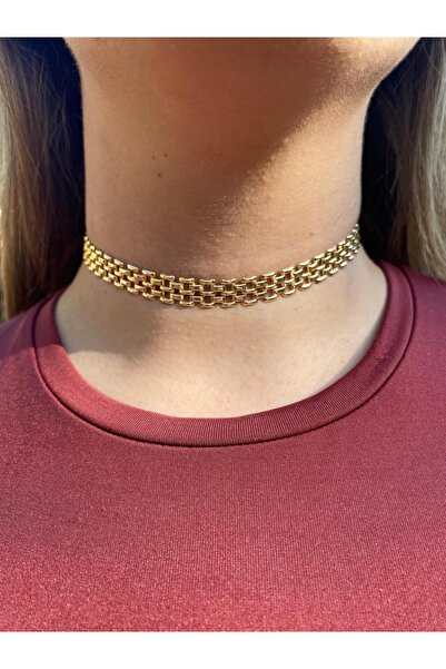 Lunera Boutıque Altın kaplama Choker Tasma Kolye