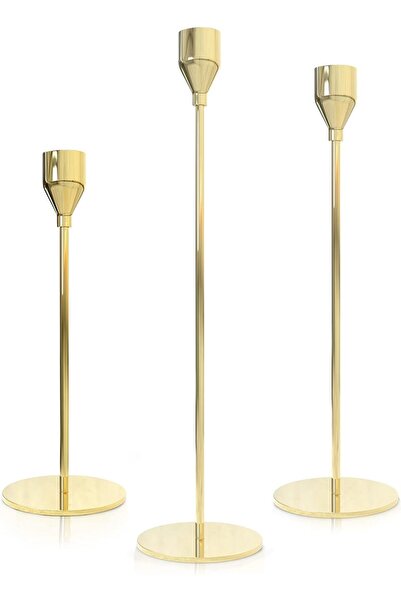 SYOSI مجموعة حاملات الشموع الذهبية الأنيقة - 3 قطع