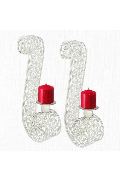 Souq DESIGNS Wall Candle Holder Cream – Decorative Iron Wall Sconce Set of 2