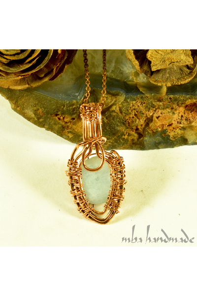 mba handmade jewelry Aquamarine Crystal Handmade Pure Copper Authentic Necklace