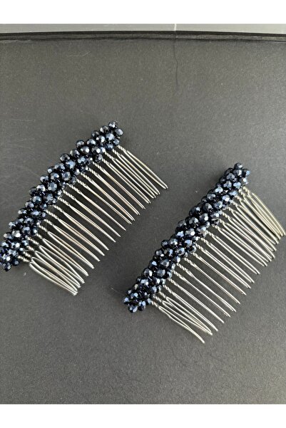 Store Saç aksesuar 2li gelin aksesuar özel gün tokası lacivert dişli tarak to...