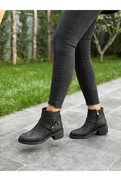 DİVA Μαύρες Γυναικείες Μπότες Daily Skin Με αγκράφα