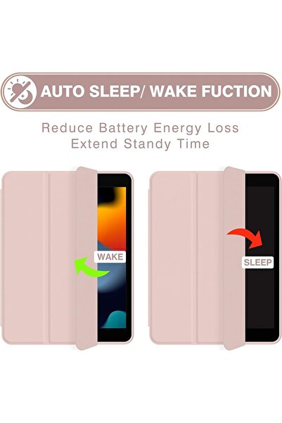 Generic iPad 10.2 Case -for iPad 9th/8th/7th Gen,Tri-Fold Auto Wake/Sleep, Pencil Holder, Pink