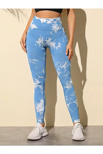 CEDAN Pantaloni de antrenament flexibili, cu model Tie-Dye, pentru ridicarea feselor, lavabili la mașină, stil sport