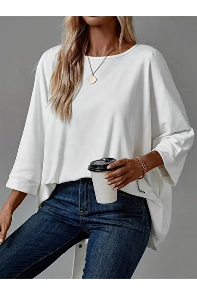 JANES Γυναικεία μπλούζα με λαιμόκοψη με τριών τέταρτων μανίκια από βισκόζη