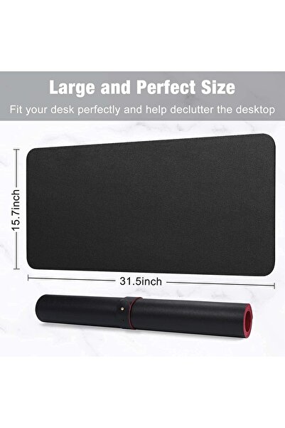 genernic Double-sided Faux Leather Desk Pad 31.5 x 15.7 in (80 x 40 cm) – XXL Mouse Pad, Black