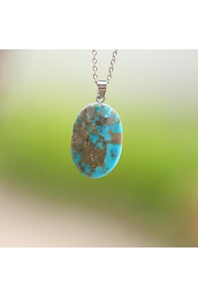 Taş Sandığı Doğal İran Turkuazı (Firuze) Çelik Kolye – Boyasız ve Orijinal