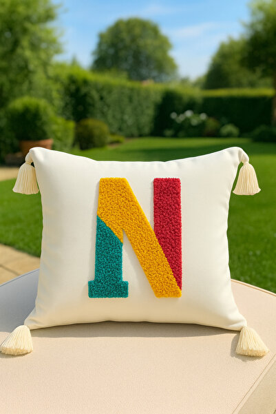 SAYMİNE غطاء وسادة على شكل حرف N، نموذج حرف ملون