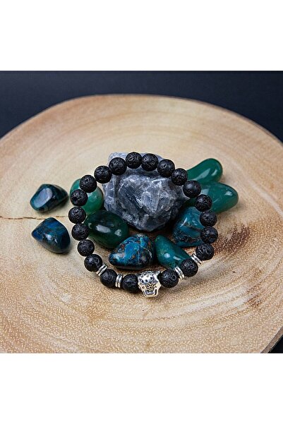 Ezera Brățară aromaterapică „LEO” din pietre vulcanice cu accesoriu cap de leopard