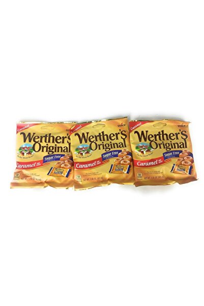 Werther's Original حلوى صلبة، كراميل خالي من السكر، 1.46 أونصة (3 أكياس - عبوات)