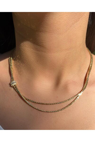 NEW'ORO JEWELRY 14 Ayar Baget Altın Taşlı Kolye