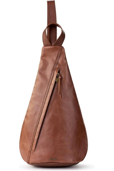 The Sak Geo Sling Backpack in Leather, Convertible Design, Teak