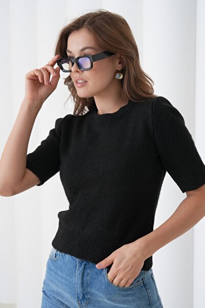 Noi Belis Pulover tricotat cu mânecă scurtă cu textura moale AW25KZ0101