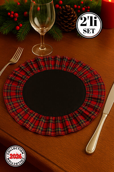 Soft Kare New Year Patterned Ruffled Placemat – Stylish and High-Quality Table Decor Placemat