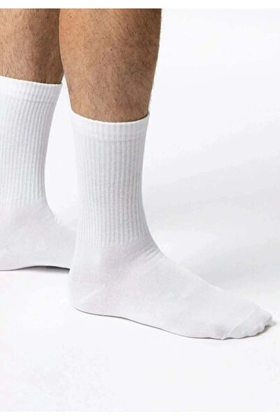 EfemİcGiyim Unisex Plain White Tennis Boy Socks 6 Pack
