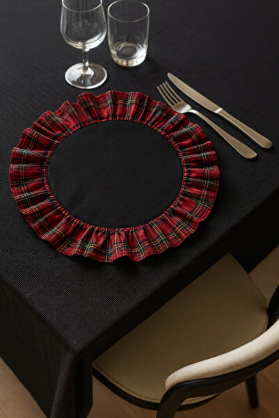 Soft Kare New Year Patterned Ruffled Placemat – Stylish and High-Quality Table Decor Placemat