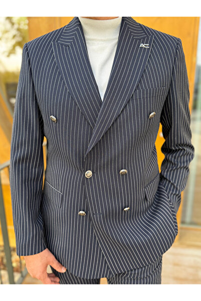 Avni Ceylan Italian Style Striped S Slim Fit K Double-Breasted Suit
