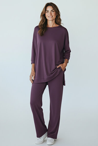 Butik Rahat Kalıp Full Likralı Pamuklu Mevsimlik Tunik+Pantolon