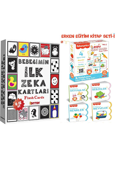 Diytoy 2’li Set Flash Cards Bebeğimin İlk Zeka Kartları ve İlk Kütüphanem Erk...