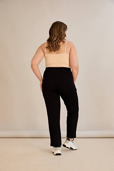 TUSSE Elegant Women's Elastic Waist Solid Color Plus Size Steel Reinforced Sports Sweatpants Trousers