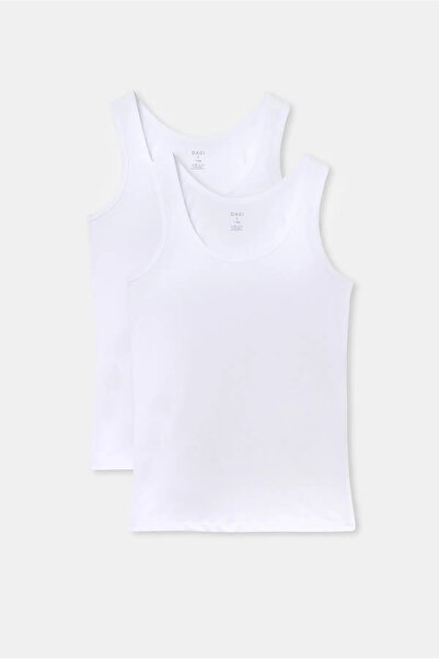 Dagi 2-Pack, 100% Cotton Combed, Men's Undershirt, Wide Neck, White