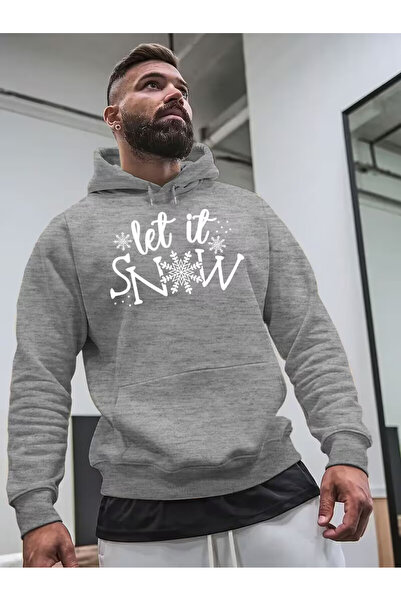 Trendy Sun 3 سويت شيرت بغطاء رأس بخيوط. "طباعة 'ليت إت سنو' ذات الطابع الشتوي...