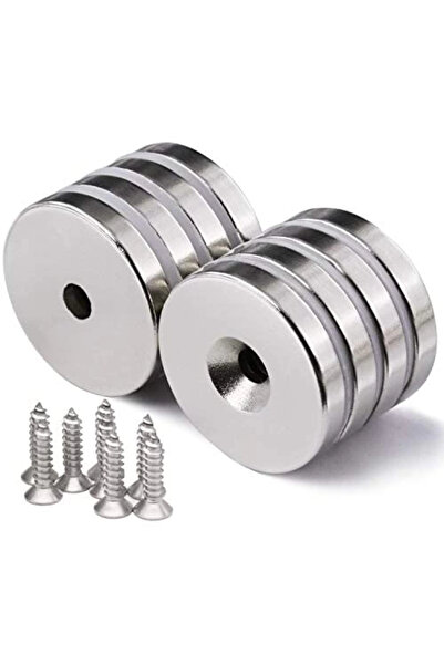 Epilons 10 Pieces 25X10/5X5.5 mm Neodymium Magnet Countersunk Hole Magnet Screw Throwing-Away N35 Nickel Stainless