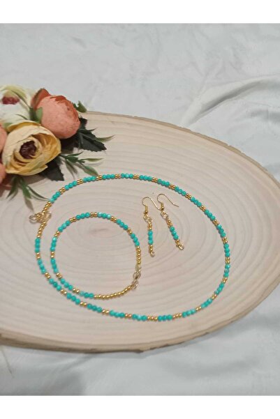 golden takış طقم مجوهرات أزرق يتضمن قلادة وسوار وأقراط