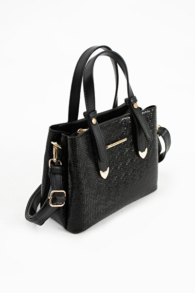 Sanmorris Women's 4 Compartment Simple Stylish Shoulder and Hand Bag with Gold Accessories