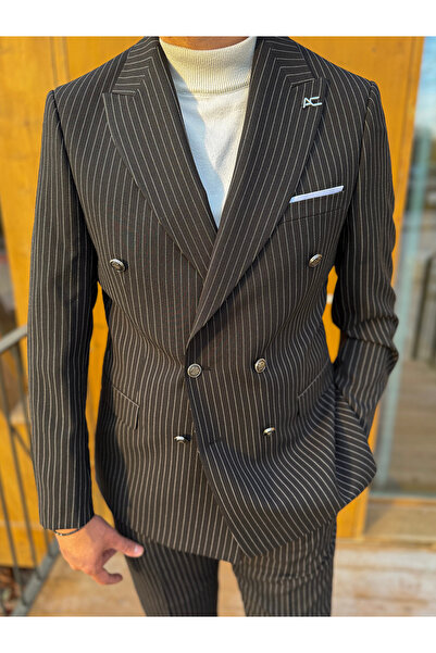 Avni Ceylan Italian Style Striped S Slim Fit K Double-Breasted Suit