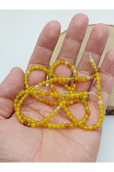 Yasamtohumu Seri de mărgele din piatră de agat galben atipic de 4 mm – Bijute...