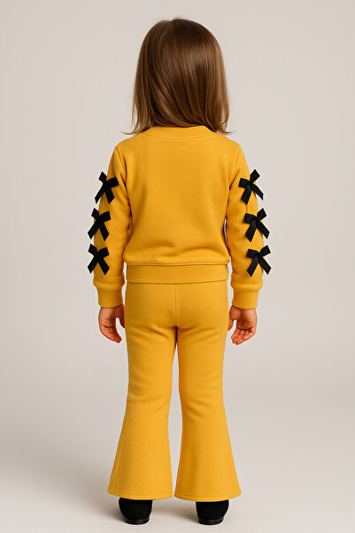 aden kids Σετ κοριτσιού με φιόγκο στα μανίκια, ισπανικό στυλ, μπλούζα και παντελόνι