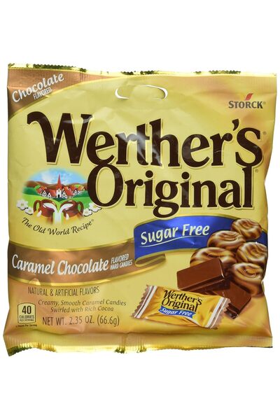 Werther's Original حلوى خالية من السكر، شوكولاتة الكراميل، 2.35 أونصة