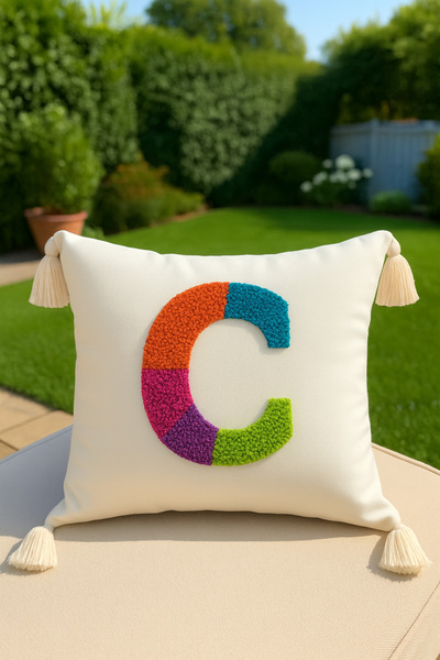 SAYMİNE Letter C Punch Throw Pillow Case Colorful Letter Model