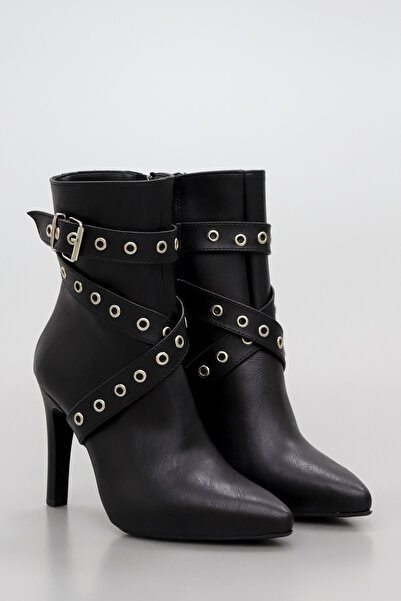 kajal ayakkabı BLN 2401 Μπότες με λεπτό τακούνι με λεπτομέρεια σταυρωτής ζώνης