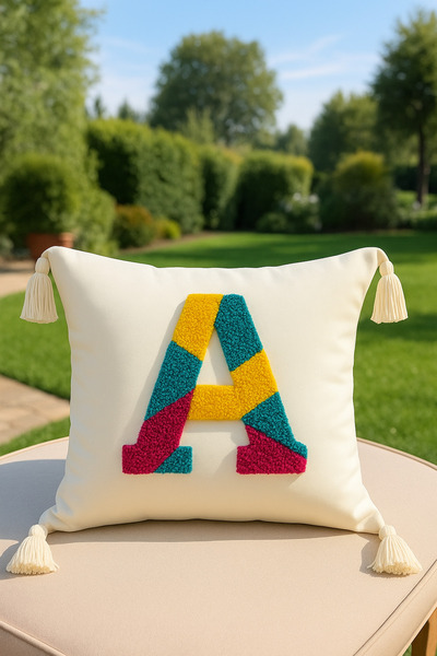 SAYMİNE Letter a Punch Throw Pillow Cover Colorful Letter Model